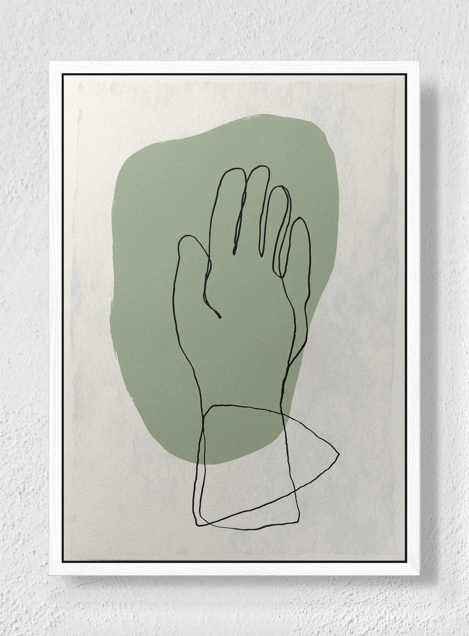 LINE AND LEAF - White frame canvas