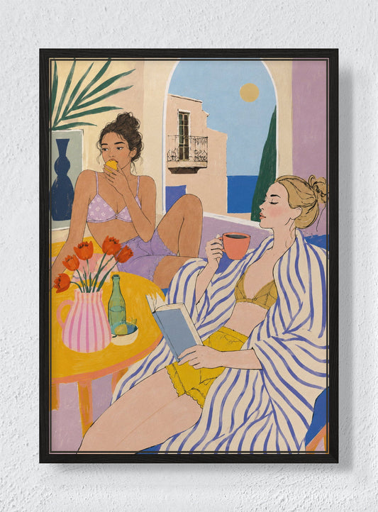 LONG LUNCH - Black frame canvas