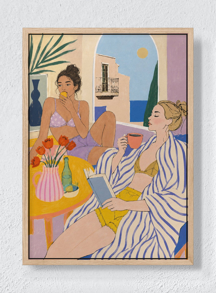 LONG LUNCH - Natural frame canvas