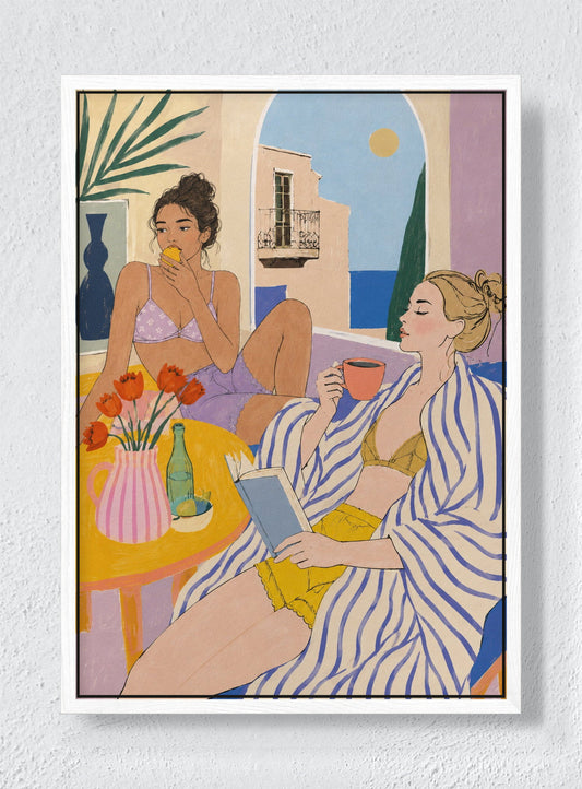 LONG LUNCH - White frame canvas