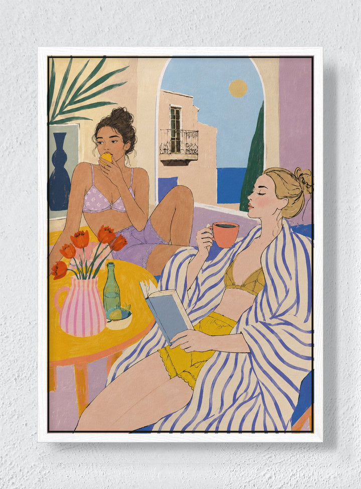 LONG LUNCH - White frame canvas