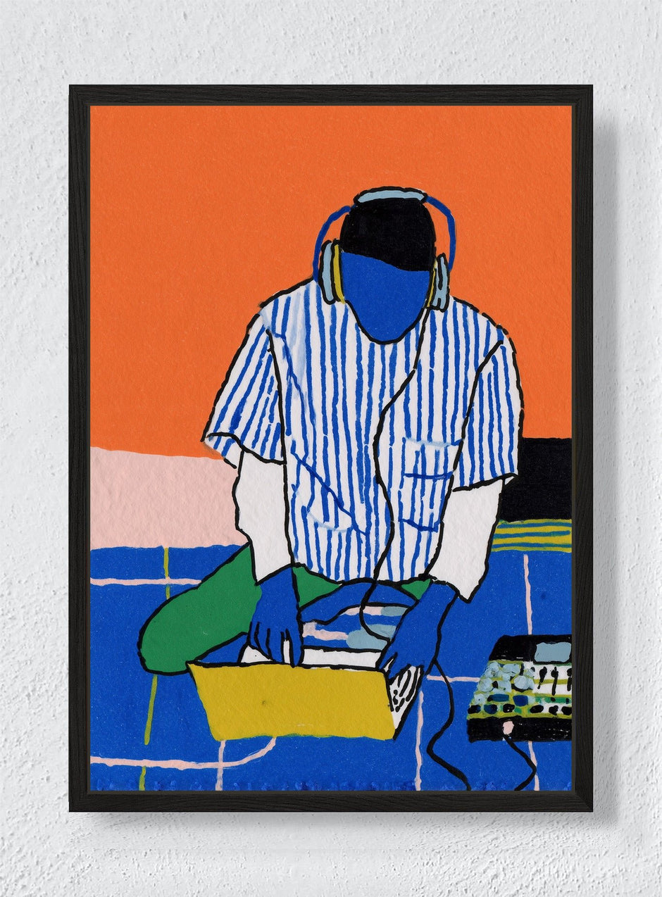 LOST IN THE HEADPHONES - Black frame canvas
