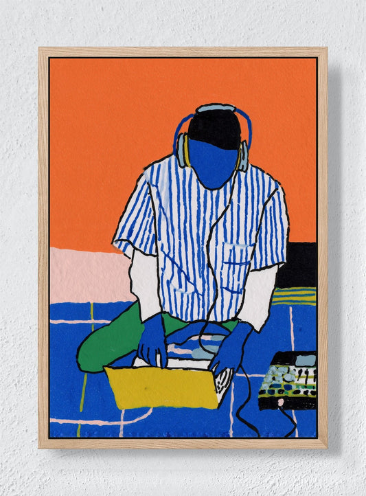 LOST IN THE HEADPHONES - Natural frame canvas
