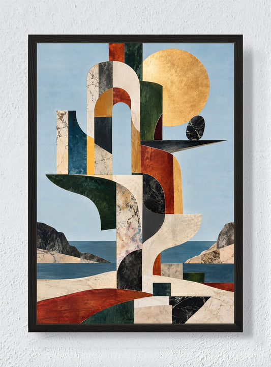 MARBLE ARCHITECTURE BY THE WATER - Black frame canvas
