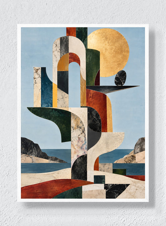 MARBLE ARCHITECTURE BY THE WATER - White Frame