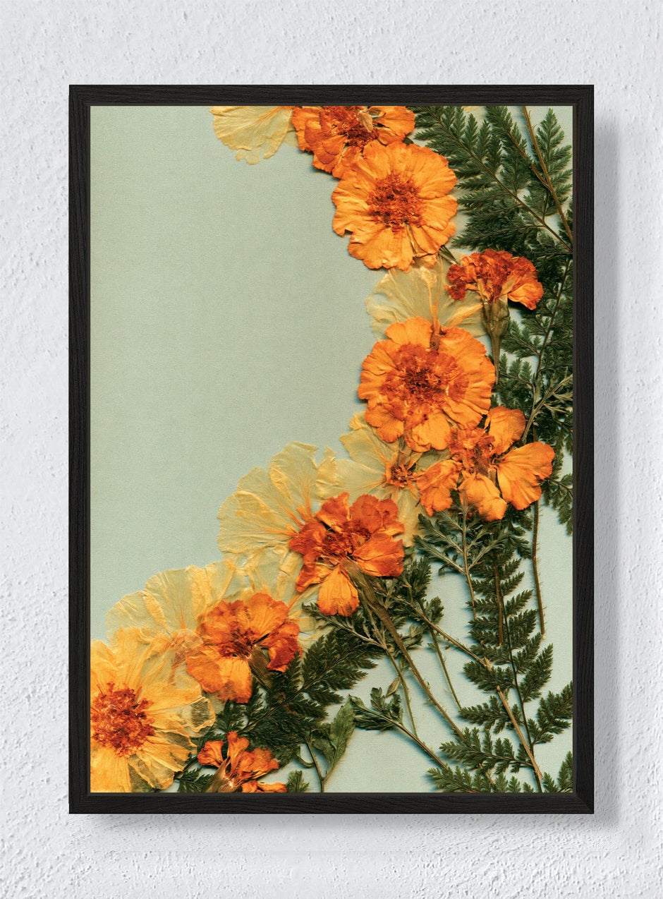 MARIGOLDS IN THE MARGIN - Black frame canvas