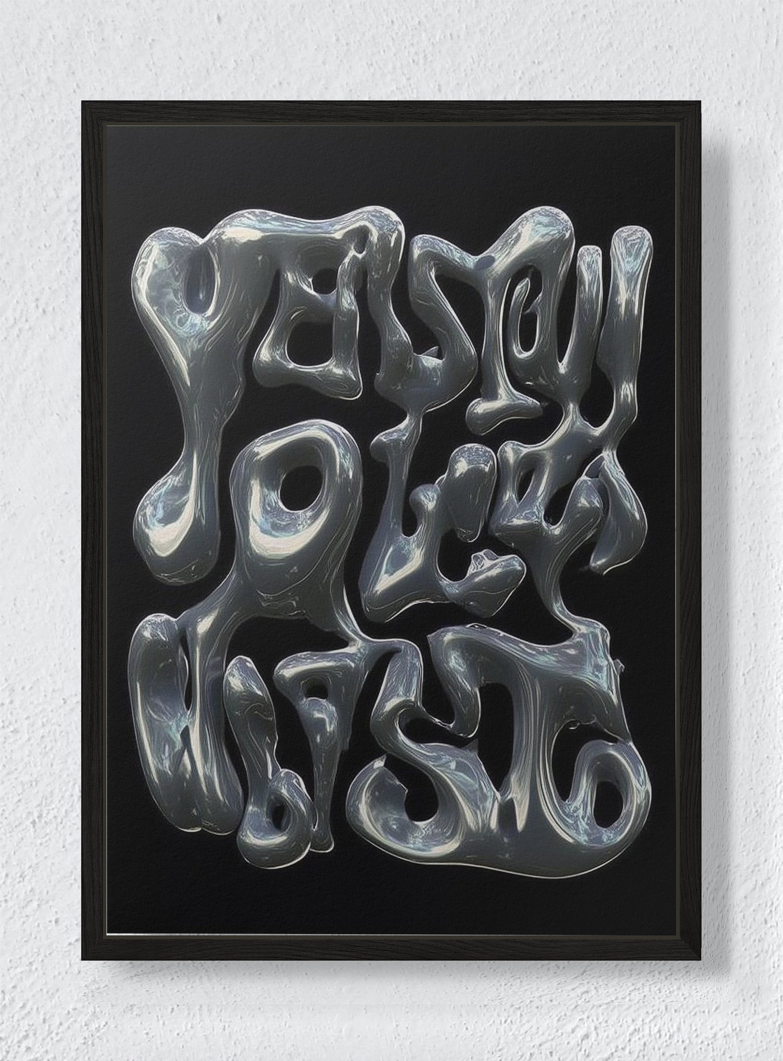 MELTED LANGUAGE - Black frame canvas