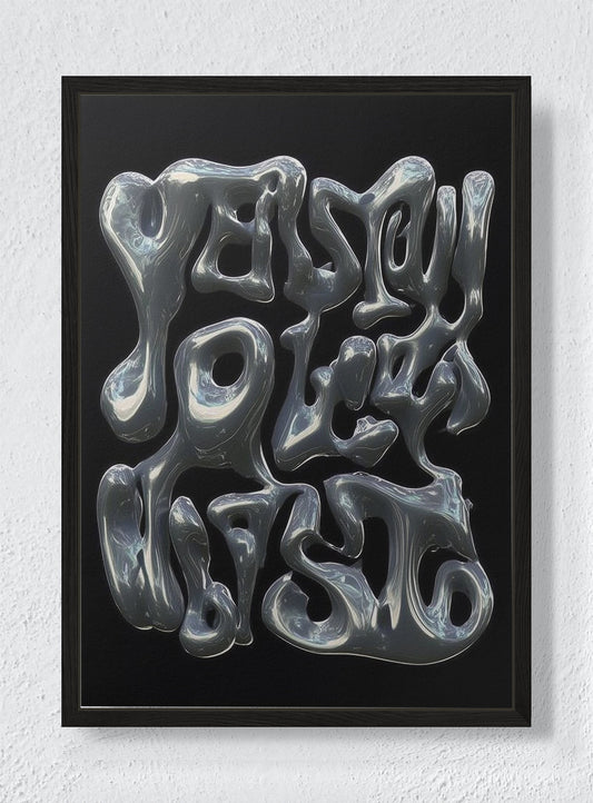 MELTED LANGUAGE - Black frame canvas