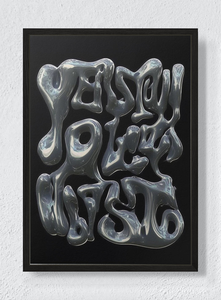MELTED LANGUAGE - Black frame canvas