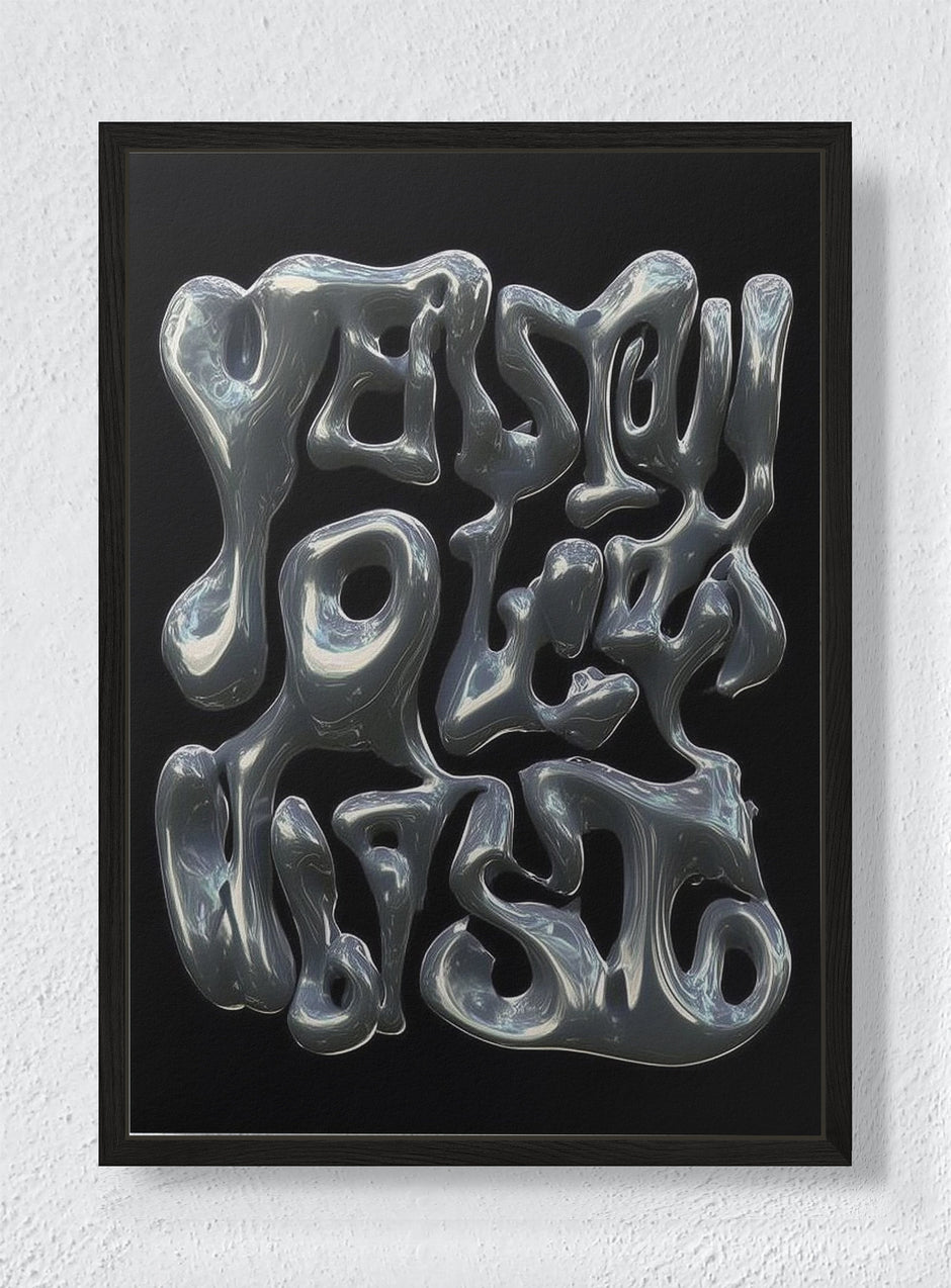 MELTED LANGUAGE - Black frame canvas