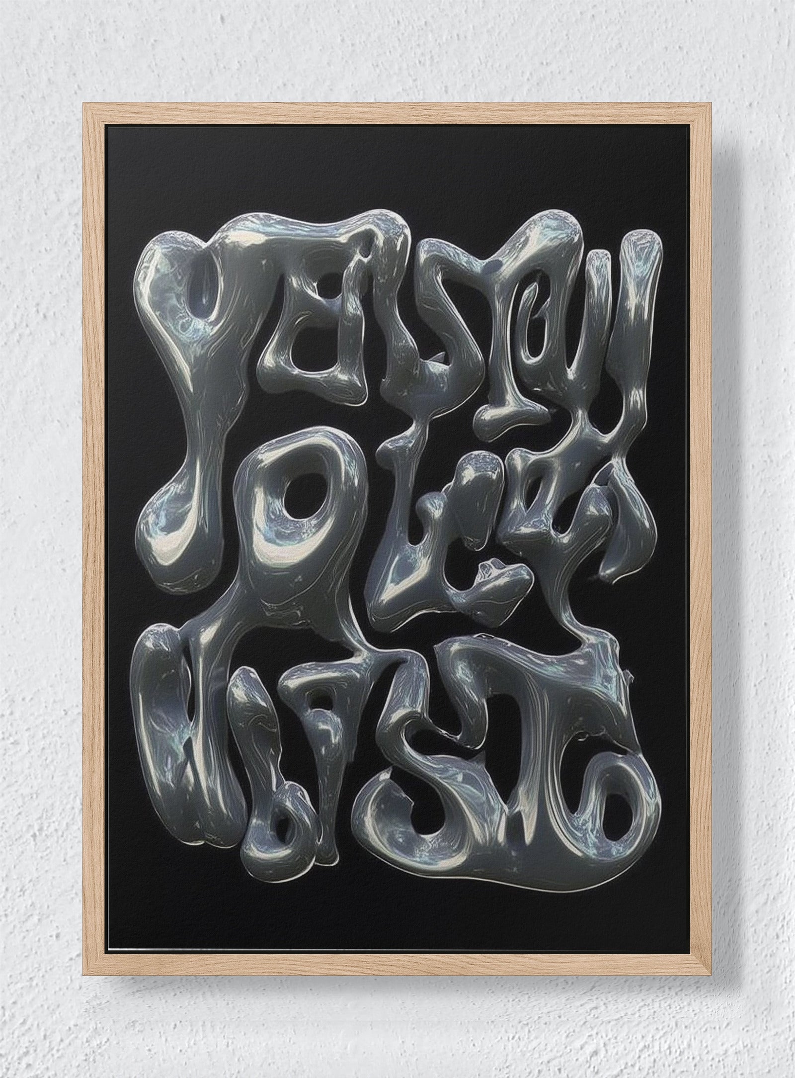 MELTED LANGUAGE - Natural frame canvas