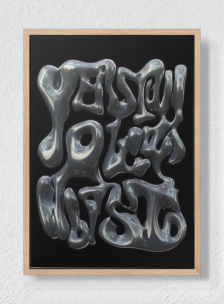 MELTED LANGUAGE - Natural frame canvas