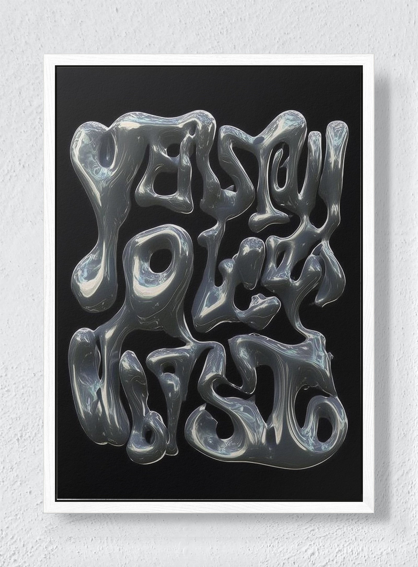 MELTED LANGUAGE - White frame canvas