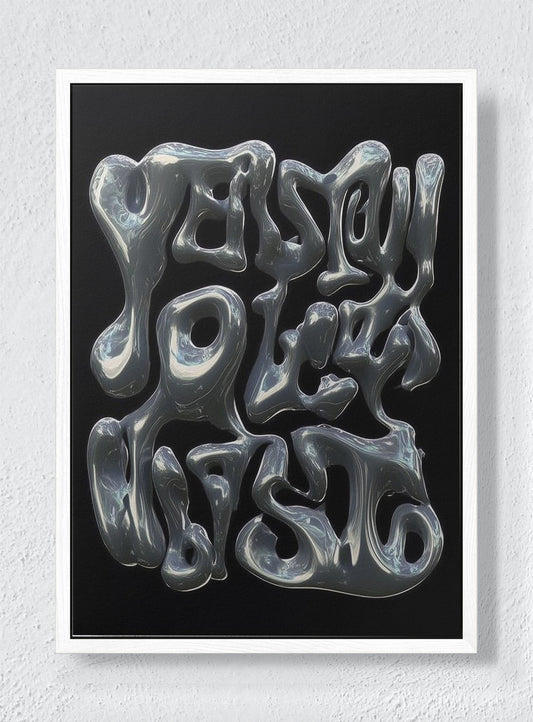 MELTED LANGUAGE - White frame canvas