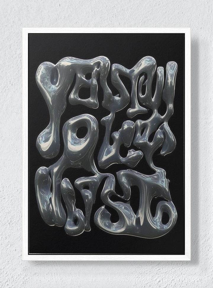 MELTED LANGUAGE - White frame canvas