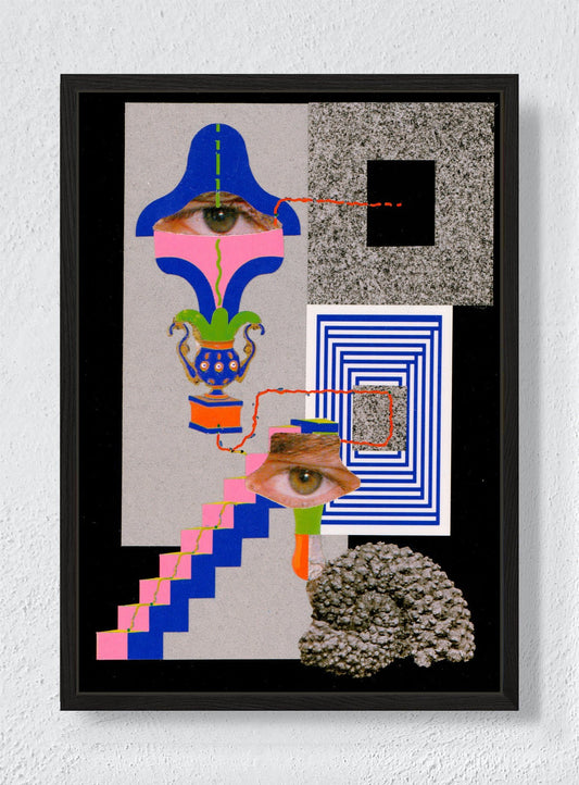 MIND TAKING THE STAIRS - Black frame canvas