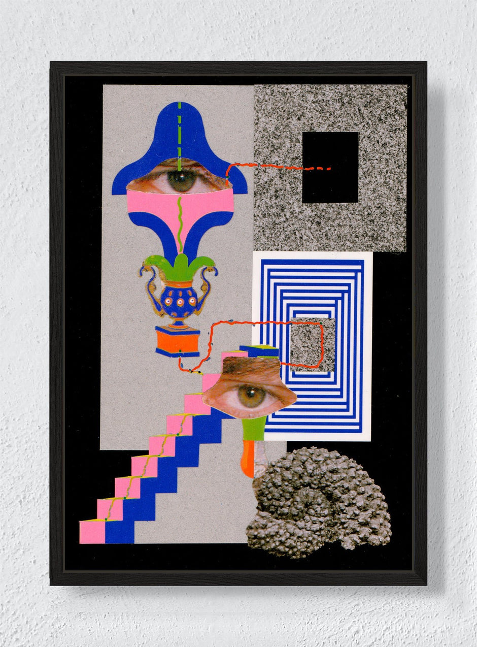 MIND TAKING THE STAIRS - Black frame canvas