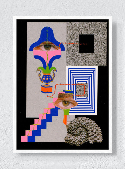MIND TAKING THE STAIRS - White frame canvas