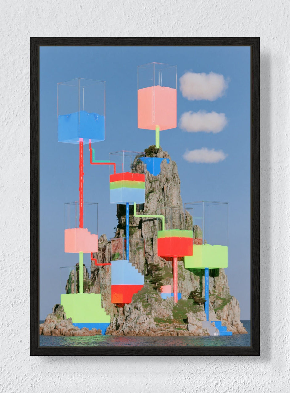 MOUNTAIN DREAMING IN COLOUR - Black frame canvas