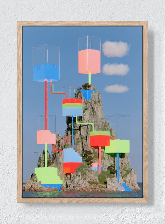 MOUNTAIN DREAMING IN COLOUR - Natural frame canvas