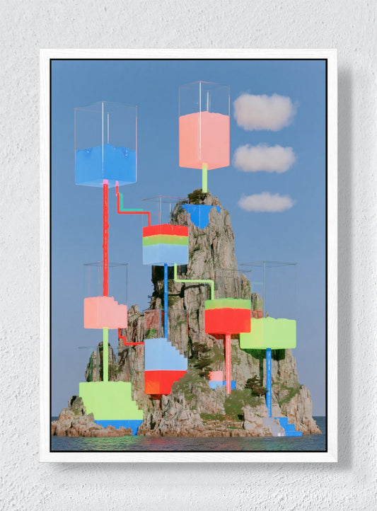 MOUNTAIN DREAMING IN COLOUR - White frame canvas