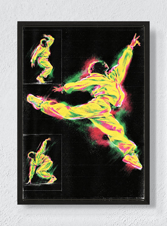 DANCE DIAGRAM IN ACID LIGHT - Black frame canvas