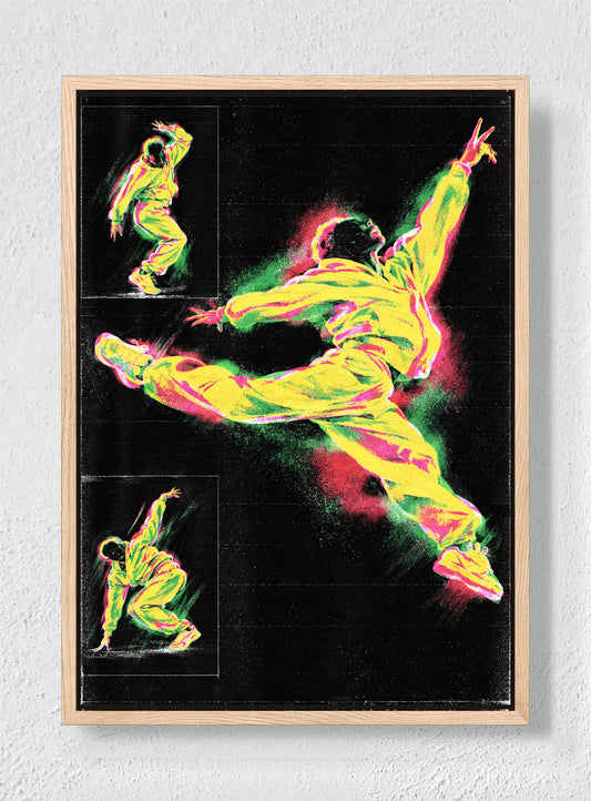 DANCE DIAGRAM IN ACID LIGHT - Natural frame canvas
