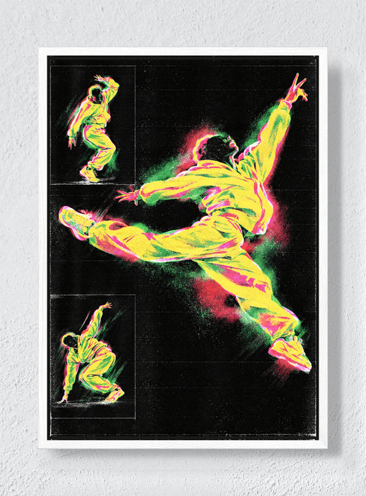 DANCE DIAGRAM IN ACID LIGHT - White frame canvas