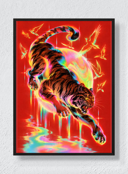 Neon Tiger - Black Frame
