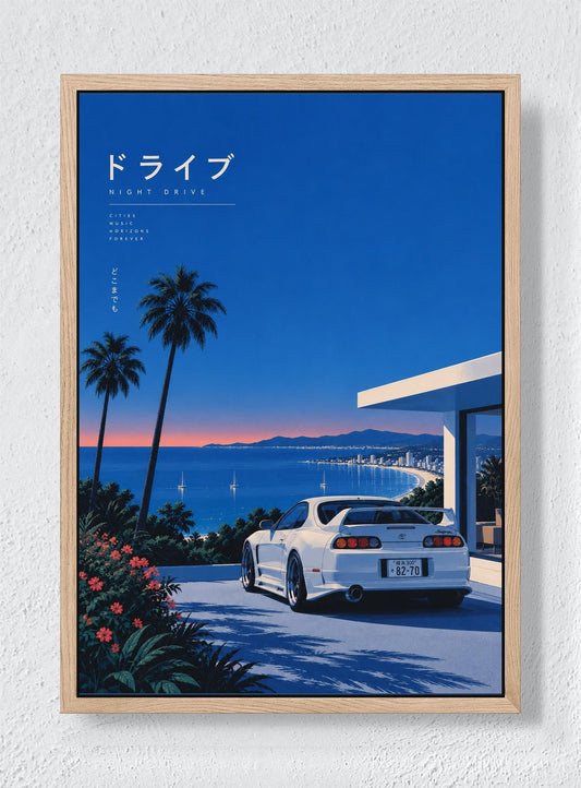NIGHT DRIVE - Natural frame canvas
