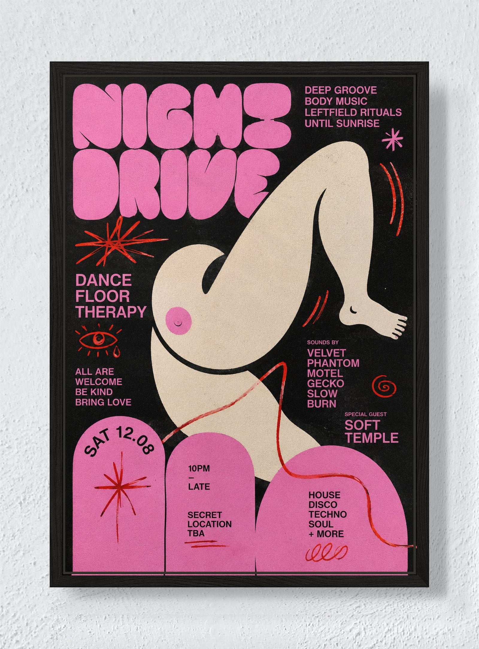 NIGHT DRIVE - Black frame canvas