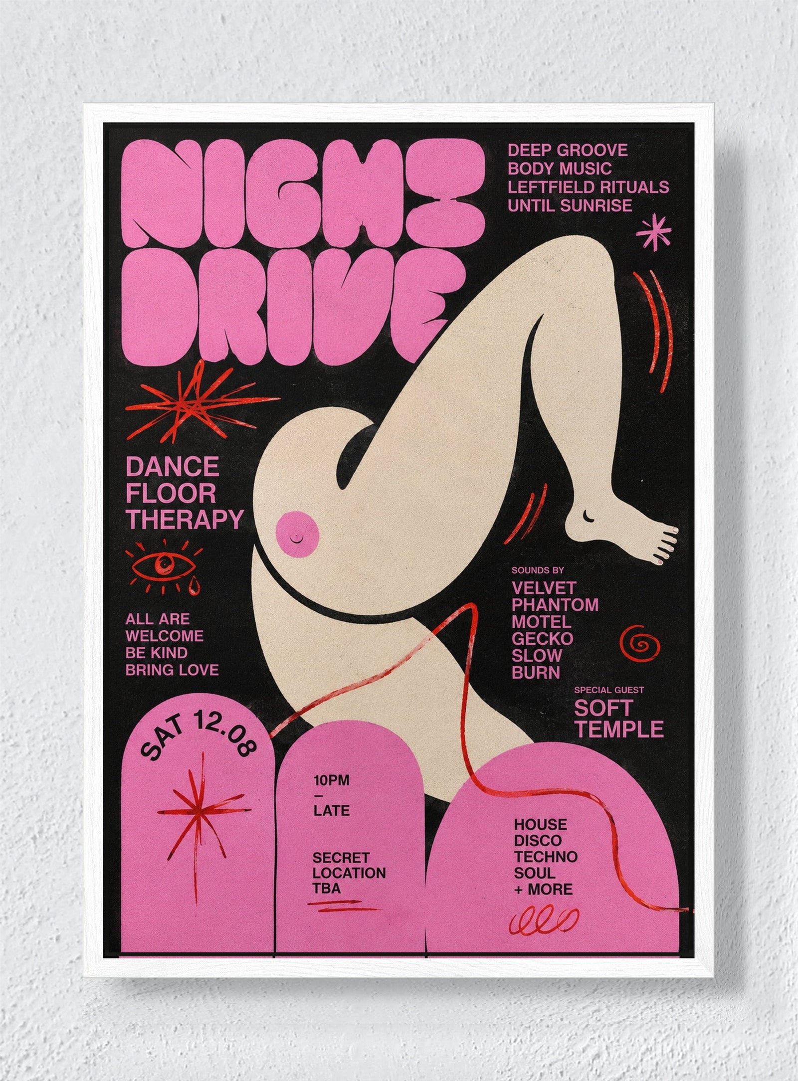 NIGHT DRIVE - White frame canvas