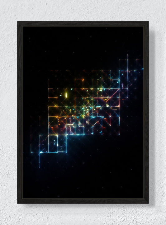 NIGHT GRID - Black frame canvas
