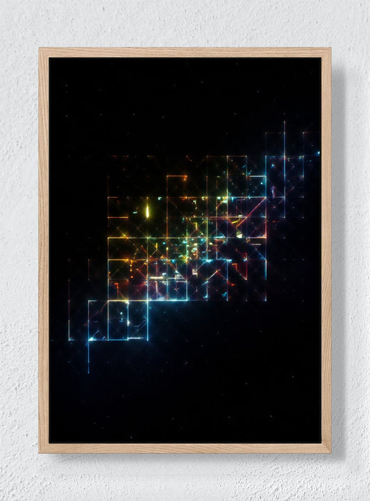 NIGHT GRID - Natural frame canvas