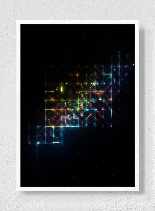 NIGHT GRID - White frame canvas