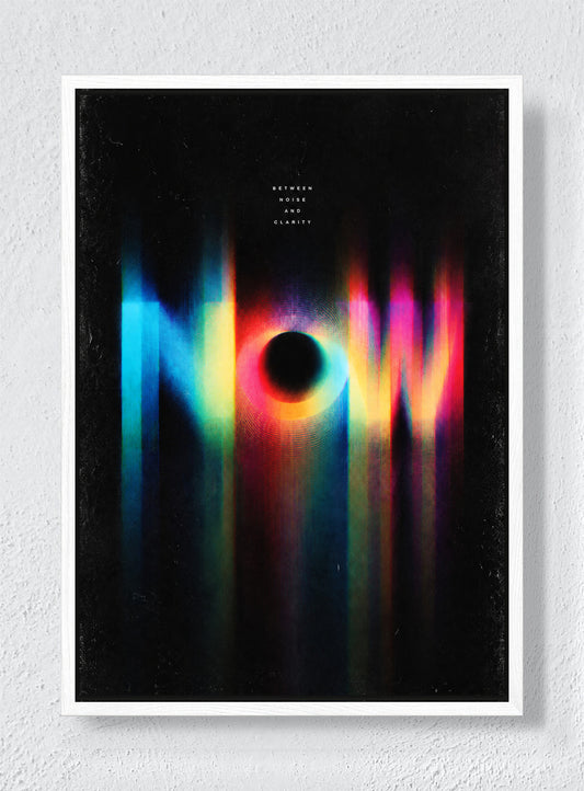 BETWEEN NOISE AND CLARITY - White frame canvas