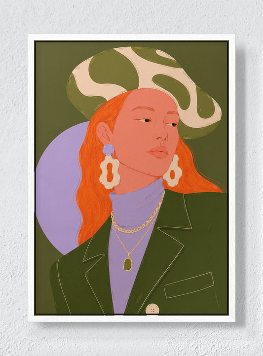 OLIVE & FLAME - White frame canvas
