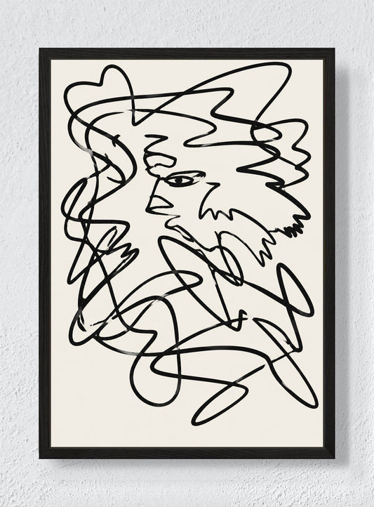 ONE LINE TRYING TO REMEMBER A FACE - Black frame canvas