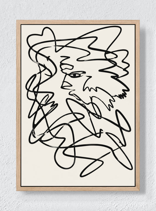 ONE LINE TRYING TO REMEMBER A FACE - Natural frame canvas