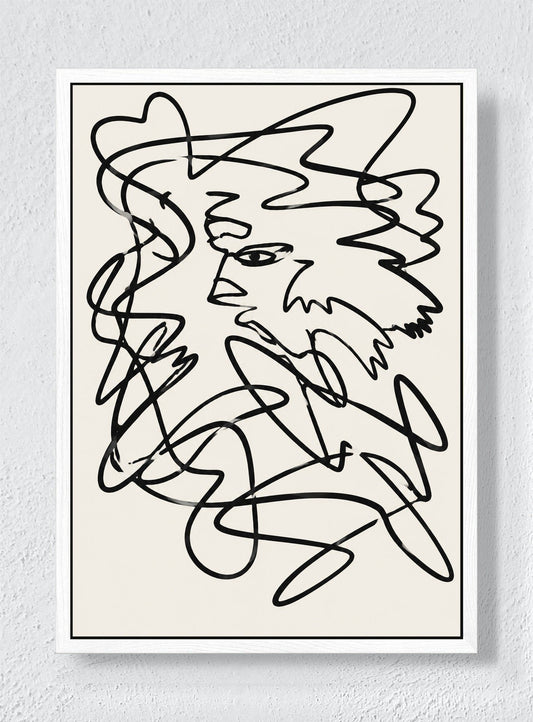 ONE LINE TRYING TO REMEMBER A FACE - White frame canvas