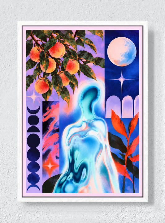 THE NIGHT FRUIT ARRANGEMENT - White frame canvas
