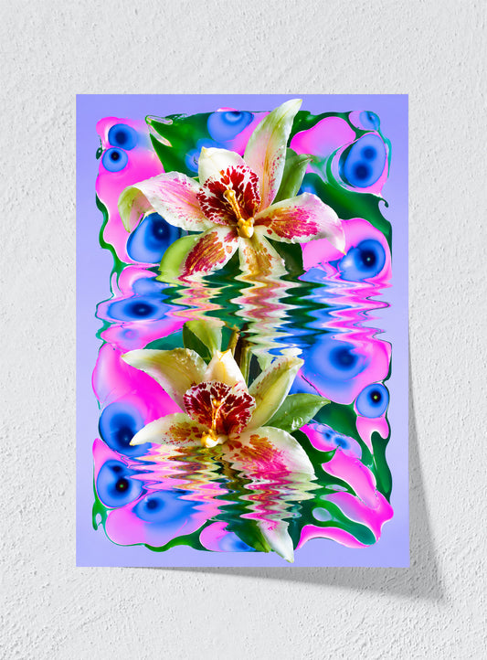 ORCHIDS IN A SYNTHETIC POND - Unframed
