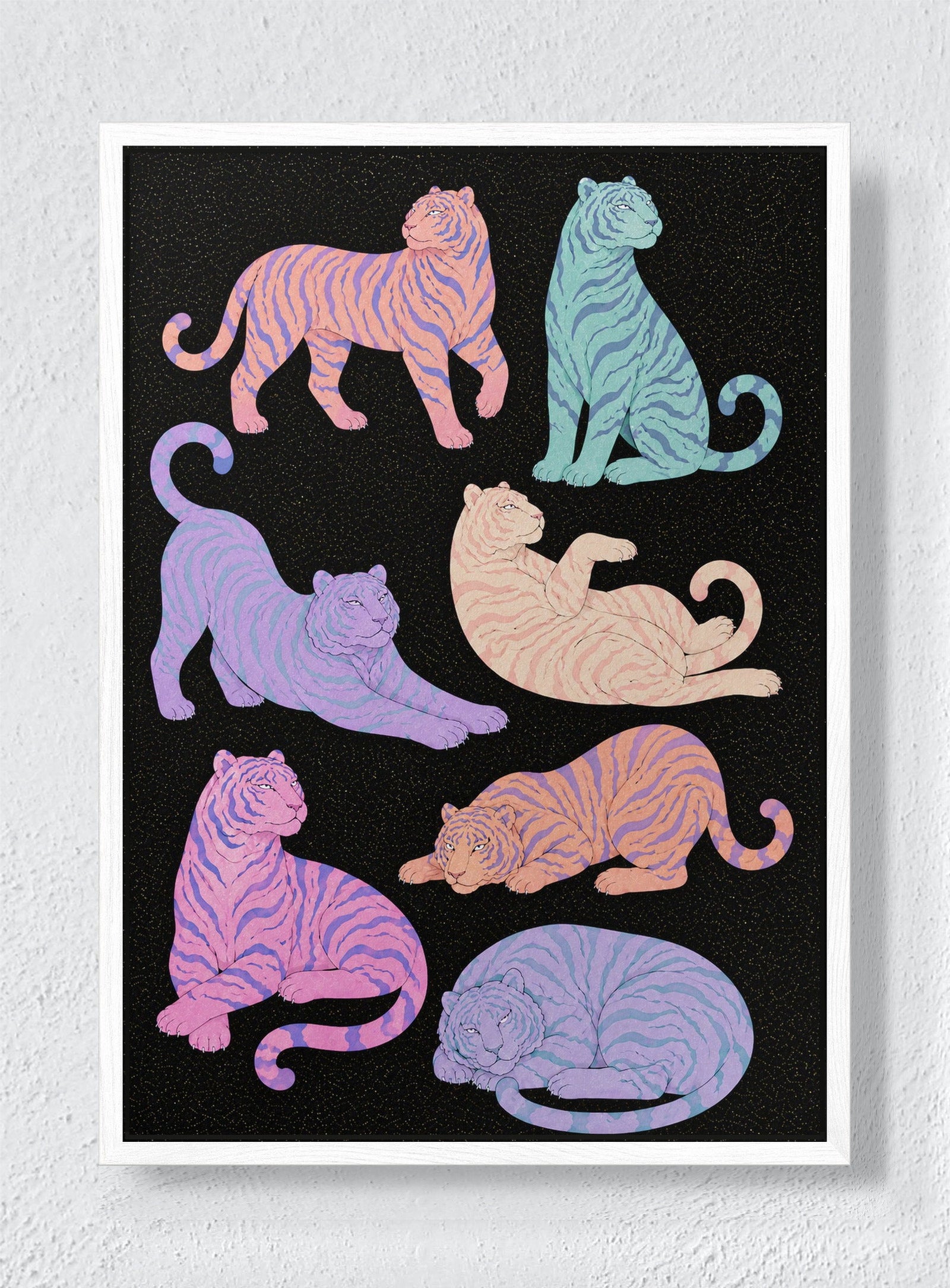PASTEL PREDATORS - White frame canvas