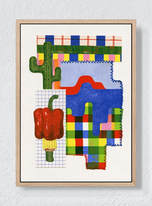 PATCHWORK HEAT - Natural frame canvas