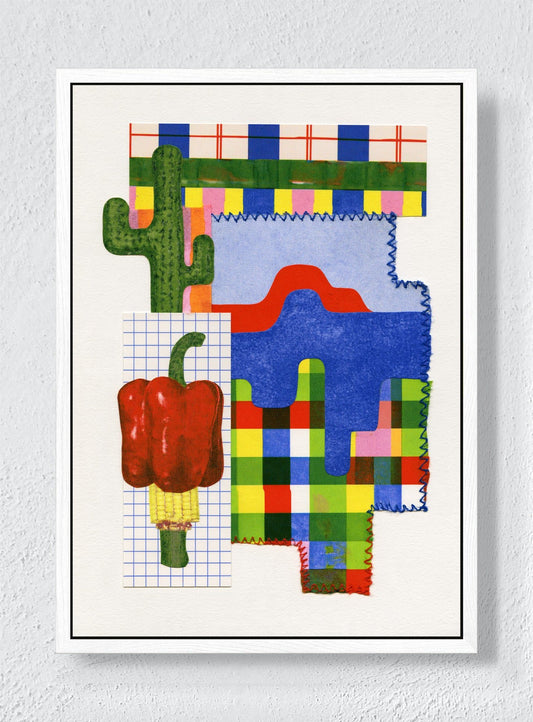 PATCHWORK HEAT - White frame canvas