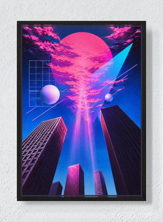 VERTICAL DREAM IN PINK - Black frame canvas