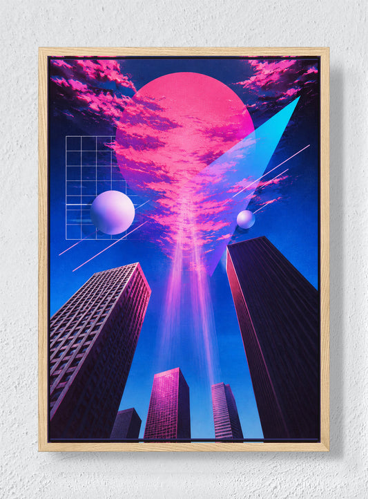 VERTICAL DREAM IN PINK - Natural frame canvas