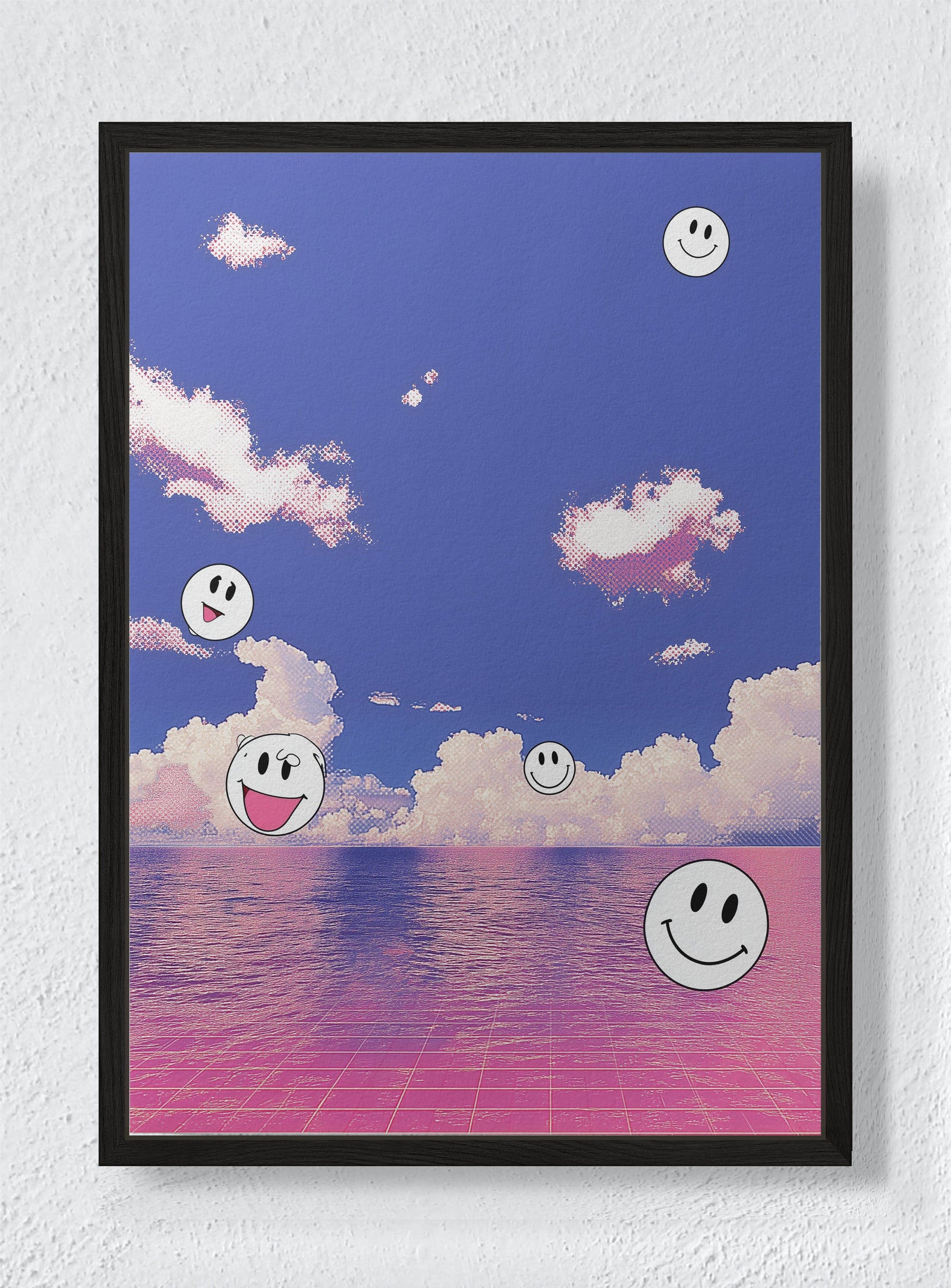 PINK SEA OF GOOD VIBES - Black frame canvas
