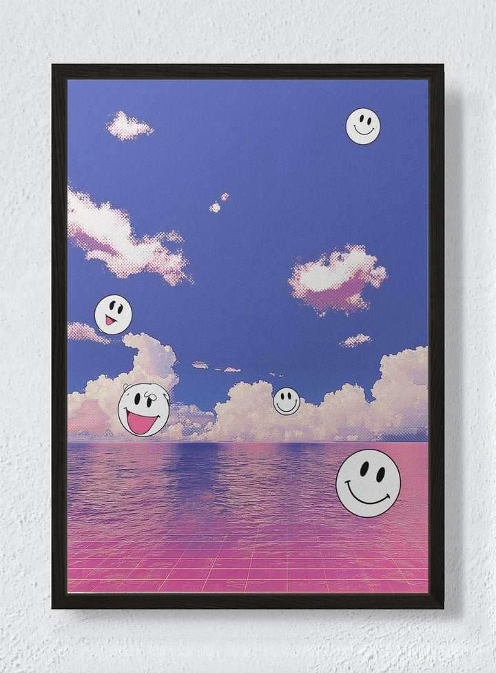 PINK SEA OF GOOD VIBES - Black frame canvas