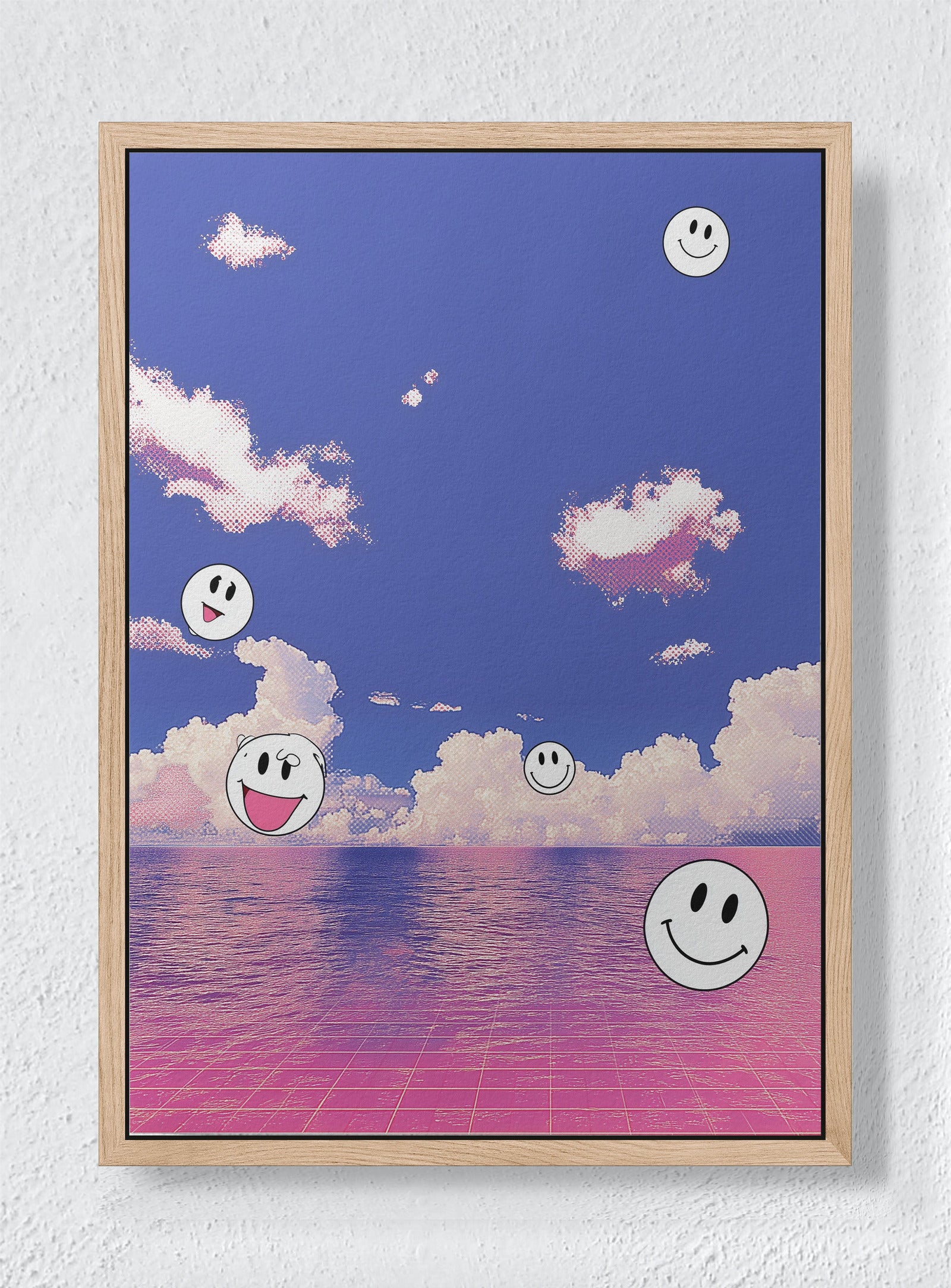 PINK SEA OF GOOD VIBES - Natural frame canvas